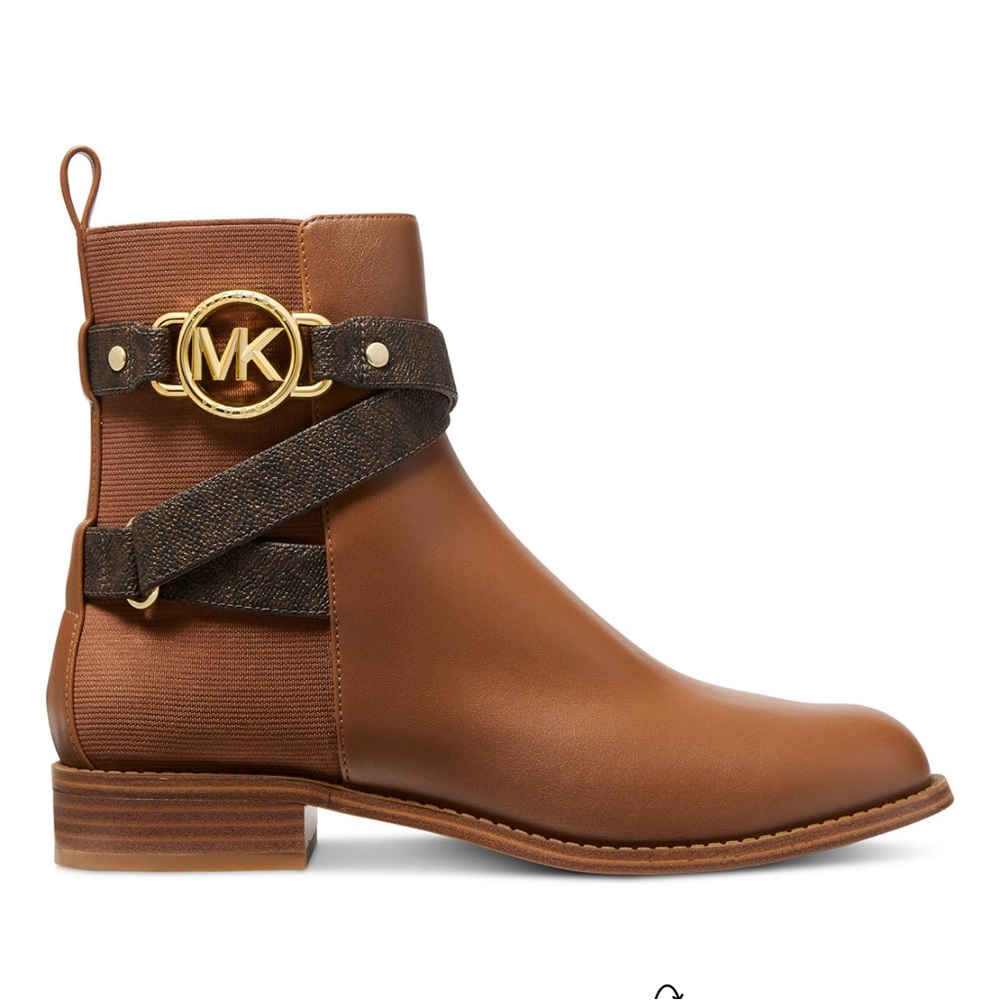 Michael Kors Women's Rory Signature Ankle Side-Zip Flat Booties - Picture 3 of 4